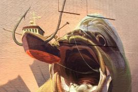 绘制于丹麦奥尔堡街头名为《大捕获》的超现实主义大型壁画