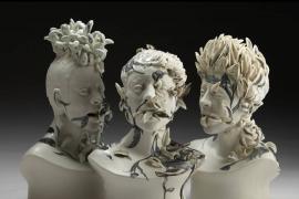 人像与植物的巧妙结合，充满创意的陶瓷雕塑作品