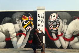 赛斯·格洛贝的中国之行，创作于上海的京剧人物壁画