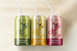 春季饮料起泡汁的可爱包装设计