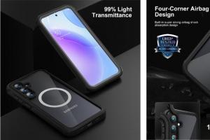 为三星A55三防系列打造的黑色电商主图设计，专业视觉助力产品升级