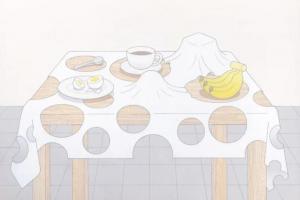 平淡餐桌暗藏谜题！这幅极简丙烯插画拿下 2026TIS插画最高奖
